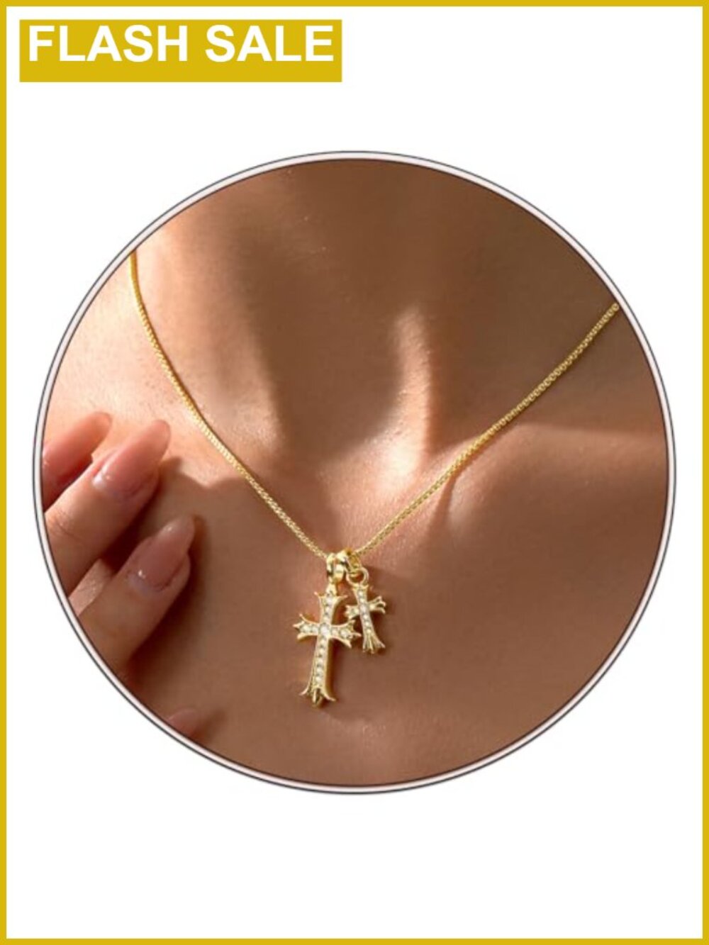 14K Gold Plated Cross Necklace Dainty Pendant Chain